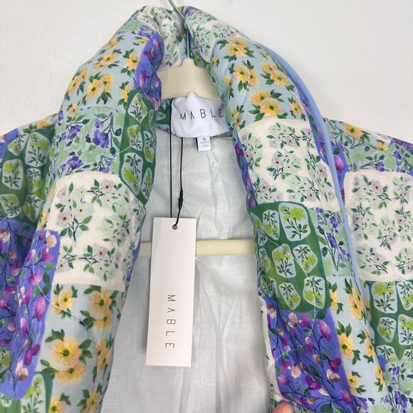 Anthropologie x Mable Zenobia Patchwork Feeling Quilted Jacket in Green/Lavender - Picture 7 of 8